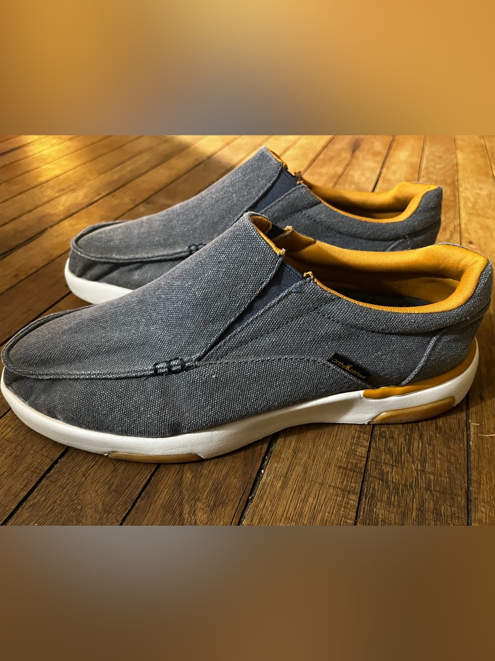 OrthoComfoot Orthopedic Men’s Size 9 Blue Canvas Slip On Loafers Comfort Shoes